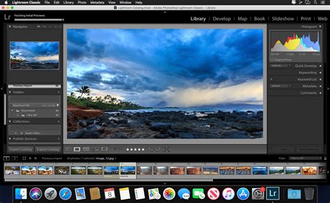 A screenshot of the Lightroom Classic interface, highlighting the Library module with a photo catalog visible.