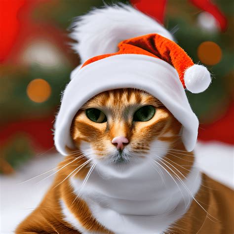 cat wearing christmas hat