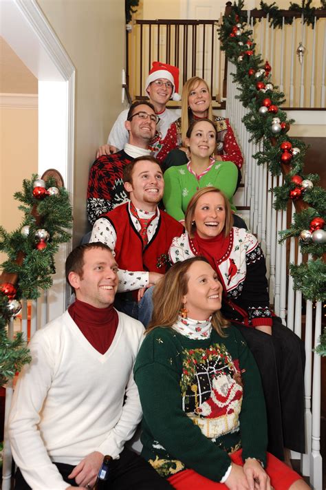 family in cheesy christmas sweaters