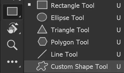 Photoshop Custom Shape Tool showing the Nature shape set with snowflakes