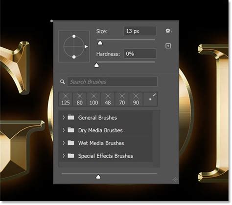 Photoshop Brush Preset Picker showing the custom snowflake brush