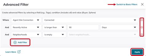 Screenshot of a search interface with filter options