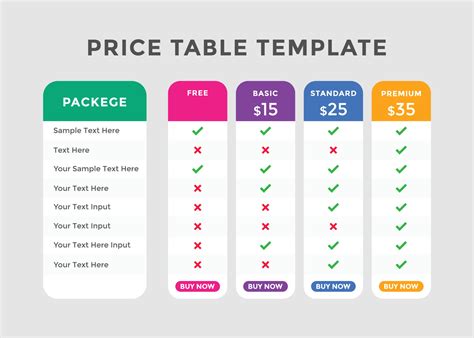 Graphic showing different subscription tiers and prices