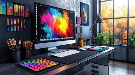 Graphic design tools on a desk