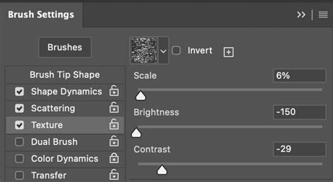 Photoshop interface showing brush settings for linen texture