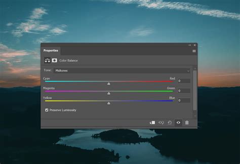 Color Balance tool interface in Photoshop