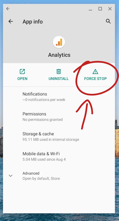 Screenshot of Android app settings with 