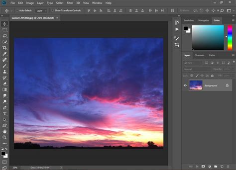 Photoshop interface with a portrait photo open