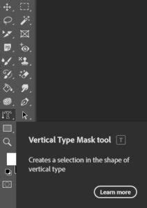 Example of a text selection created with the Type Mask Tool