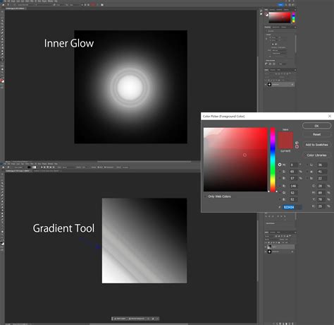 Photoshop interface showing a gradient with noticeable banding
