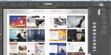 Adobe InDesign interface with template examples
