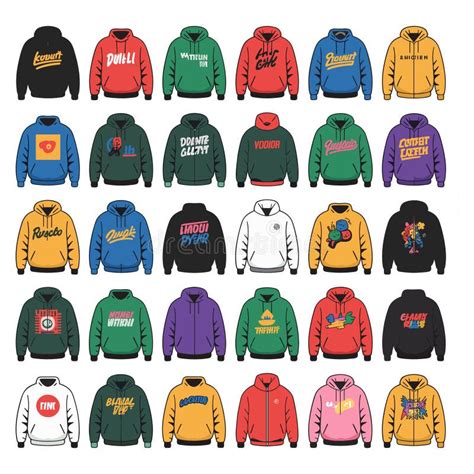 A diverse collection of hoodie mockups showcasing various designs and colors