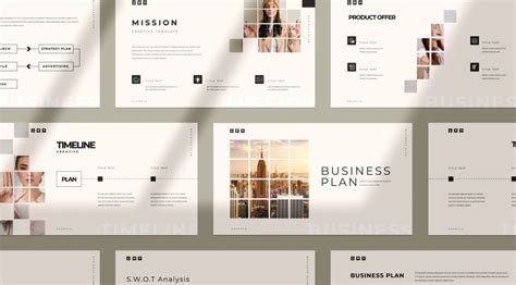 Collage of various InDesign presentation template styles