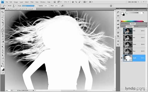 Photoshop masking brush tool in use