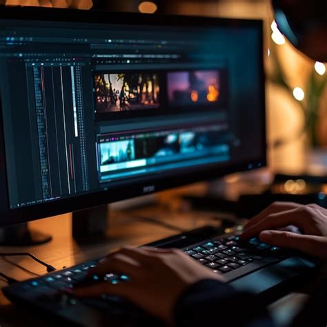 Image of a person editing a video on a computer with Filmora software