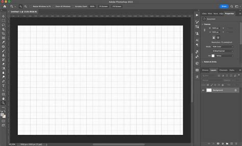 Photoshop canvas with a detailed grid of guides