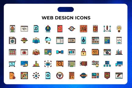 Collection of icons for web design features