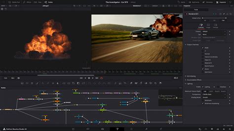 Conceptual illustration of a complex node tree for visual effects in DaVinci Resolve Fusion.