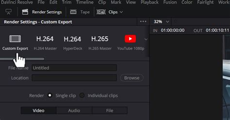 User selecting Custom Export Tab.