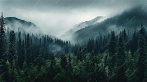Moody forest landscape