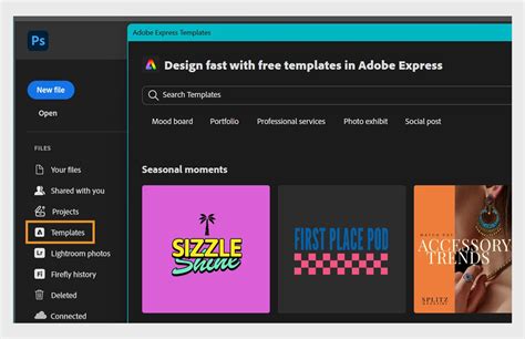 Adobe Express interface showcasing various design templates