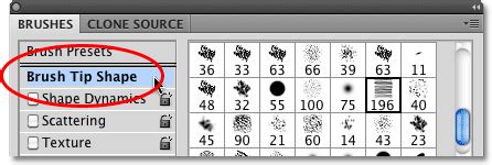 Photoshop brush tip spacing example