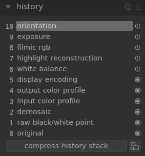 Diagram illustrating the copy and paste functionality of the history stack in darktable