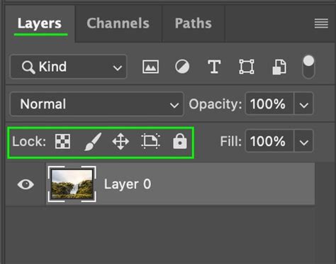 Photoshop layers panel with lock icons