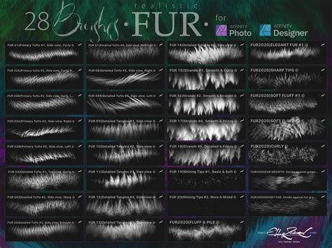 Close-up of fur painted with custom Photoshop brush