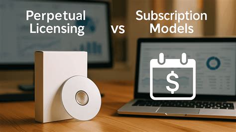 Diagram illustrating different software licensing models: subscription vs. perpetual