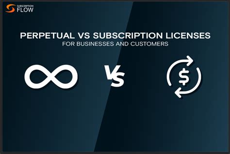 Infographic comparing subscription vs. perpetual software licenses with pros and cons