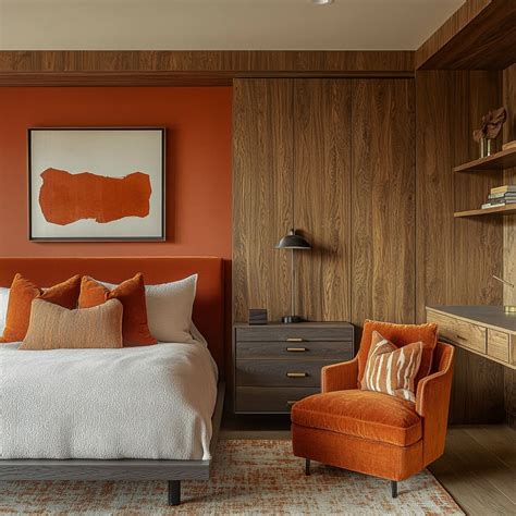 UX/UI design elements featuring burnt orange CTAs and accent colors