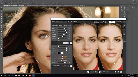 Before and after examples of portrait retouching with Imagenomic Portraiture 3