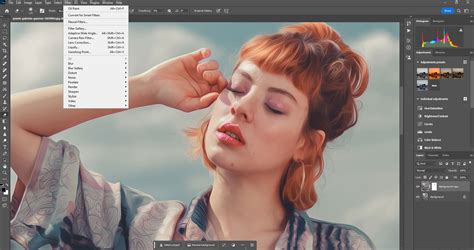 Photoshop interface with various filter options