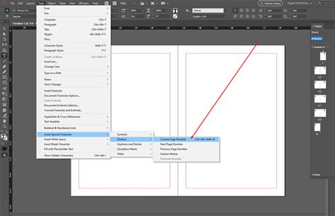 InDesign dialog box for page numbering setup