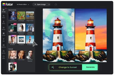 Fotor interface showing AI rendering parameters