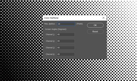 Photoshop Halftone Screen filter settings