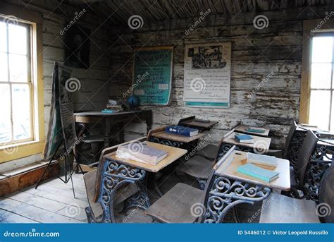 Log cabin schoolhouse interior