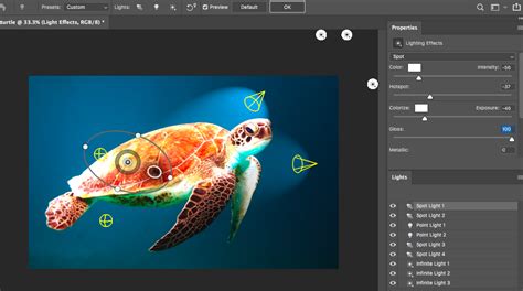 Photoshop lighting effects filter settings