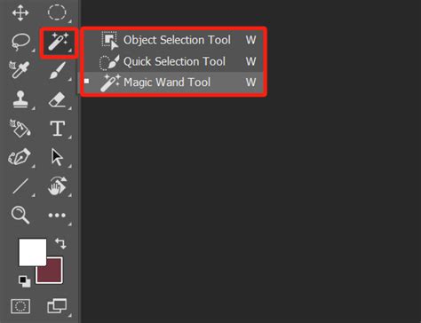 Photoshop interface showing the Magic Wand tool in the toolbar