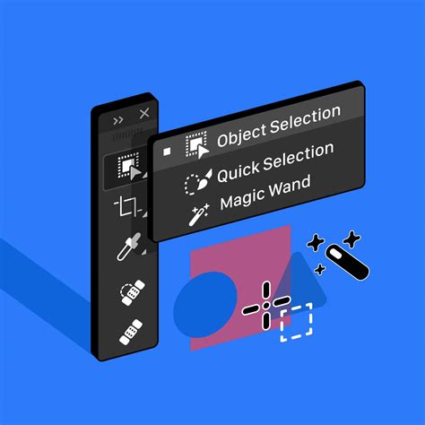 Comparison diagram showing the Magic Wand, Quick Selection, and Object Selection tools