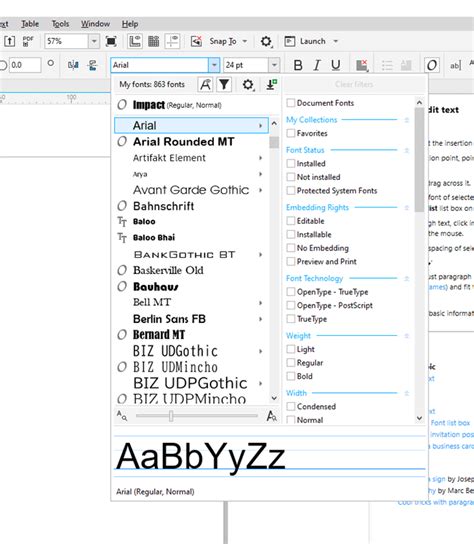 CorelDRAW Font Manager interface