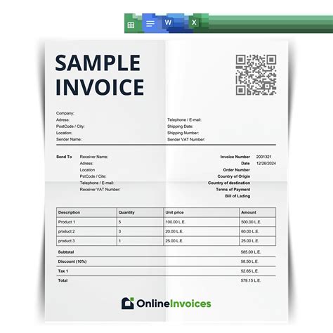 Example of a well-organized table for itemizing services on an InDesign invoice.