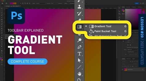 Photoshop toolbar showing Gradient Tool with Paint Bucket Tool submenu