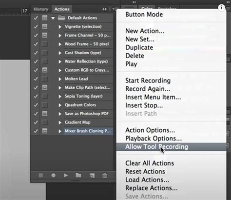 Recording a new Photoshop Action