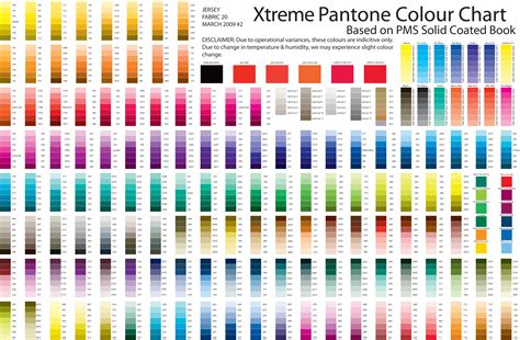 Pantone color swatches with corresponding codes