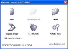 CorelDRAW Welcome Screen with recent files
