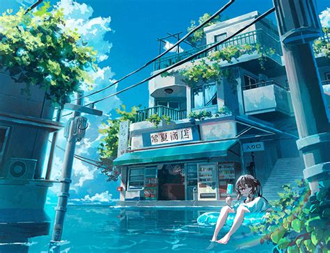 A final example of a photograph transformed into a vibrant anime-style background.