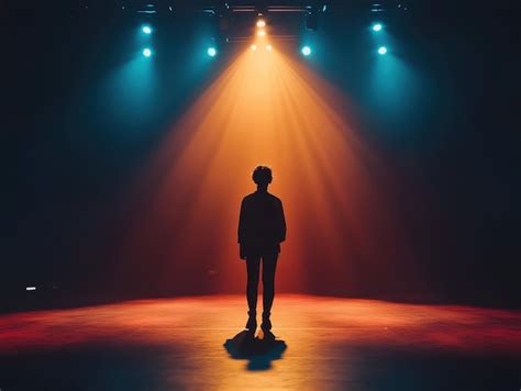 A stage with a spotlight illuminating a performer