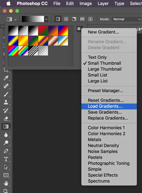 Photoshop Gradients Panel Import Option